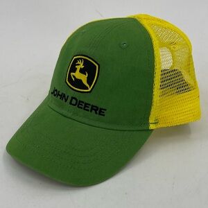 John Deere Logo Mesh Back Green Yellow Toddler Trucker Baseball‎ Cap Hat NWOT